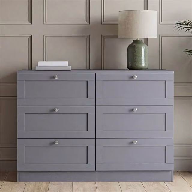 FORGEVIO Grey Modern 6 Drawer Bedroom Chest of Drawers – 1