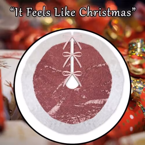 VFM e-Store Pink Sequin Christmas Tree Skirt, W: 49 cm, D: 31 cm – 7