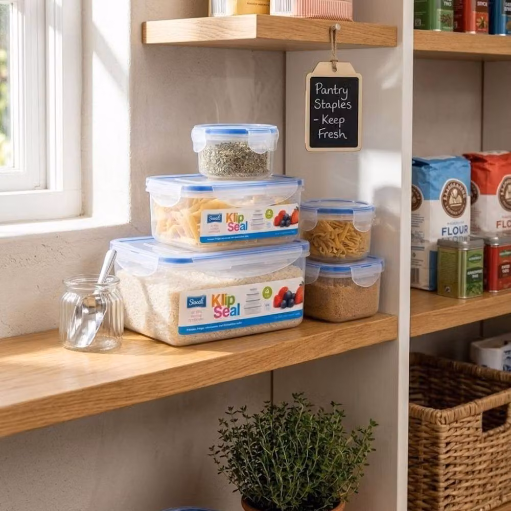 Bedsland 4-Piece Airtight and Leakproof Food Storage Container Set, Clear, 2.4L, 1.5L, 900ml and 220ml – 3