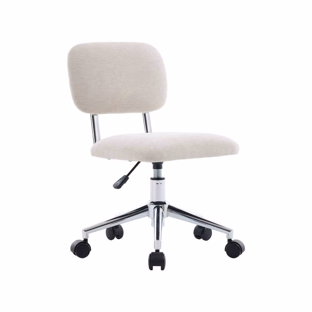 Sweek height-adjustable children's task chair with castors in beige chenille fabric – 2