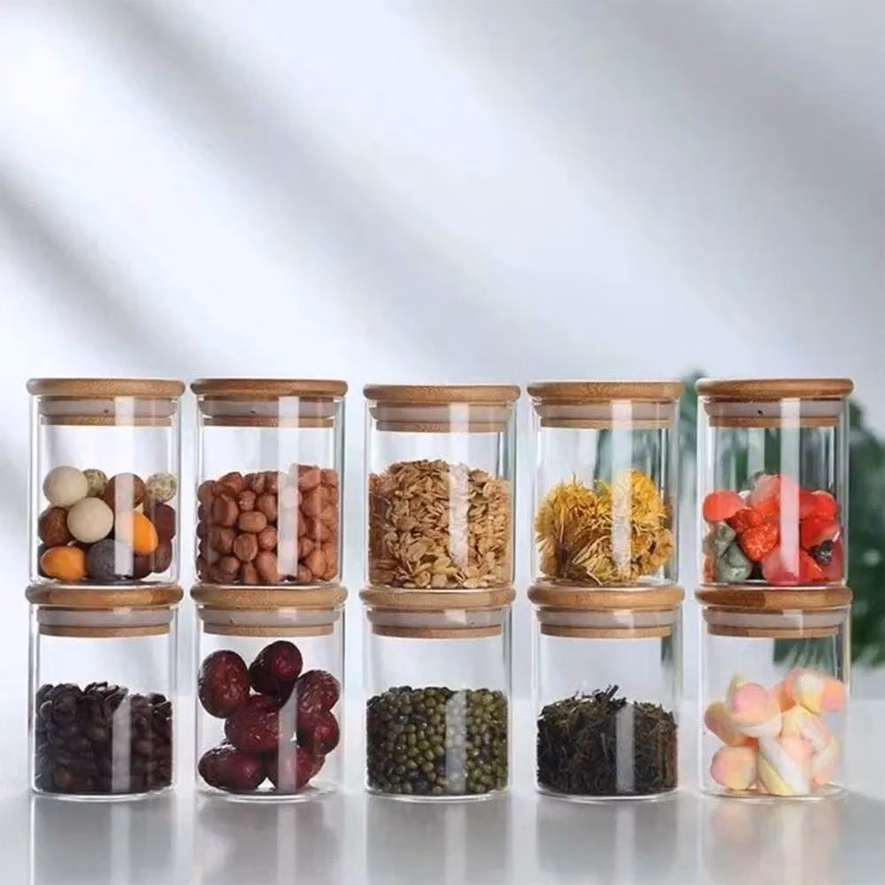 Kelvenix 12 Piece Glass Spice Jar Set with Bamboo Lids in Transparent – 2