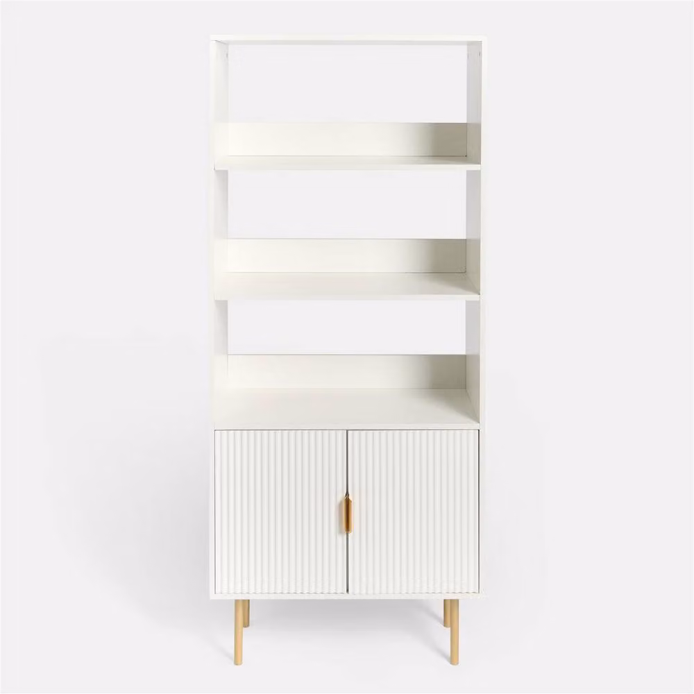 OHS Modern Ribbed Display Unit with Drawers and Shelving in White Matt MDF – 3