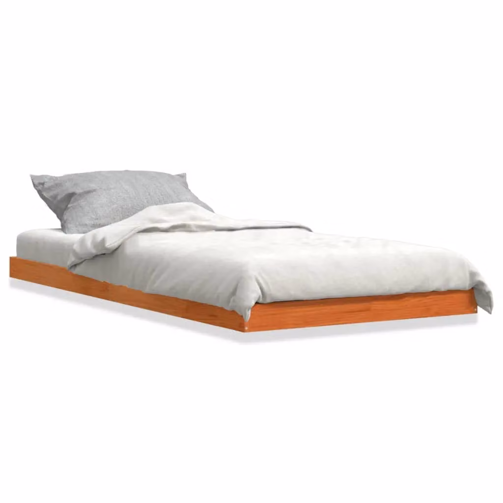 Berkfield Home Small Single Solid Wood Pine Bed Frame in Wax Brown, W/D/H: 75 x 190 cm – 2