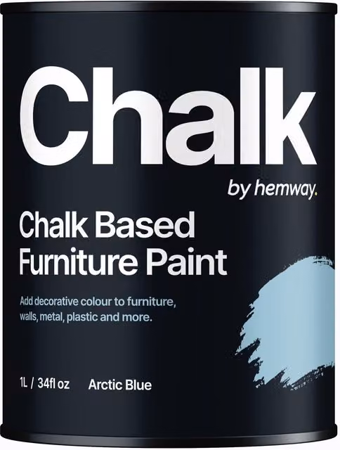 Hemway Chalk Based Furniture Paint in Flat Matt Arctic Blue, 1L