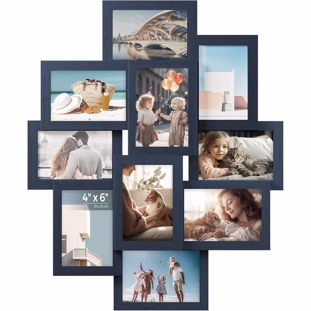 SONGMICS Wall Photo Gallery Display Set in Dark Blue, 10x15 cm – 3