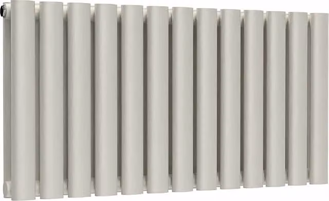 Lux Heat Oval Horizontal Double Radiator in Stone White, W/H: 780 x 400 mm
