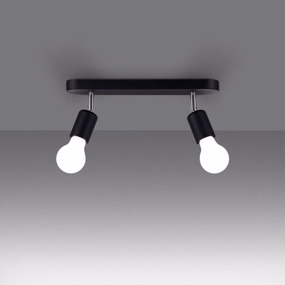 Sollux Lighting Minimalist Black Metal Ceiling Bar Lamp with 2 Lights, W/D/H: 33 x 13.5 x 6 cm – 3
