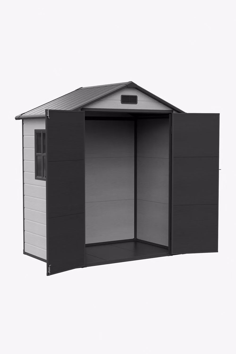 Living and Home Grey Plastic Garden Storage Shed with Double Doors and Gable Roof – 4