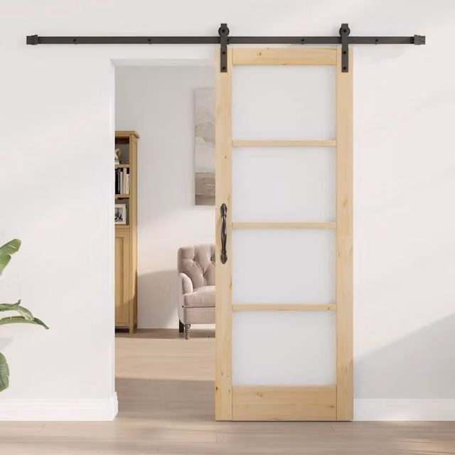 Berkfield Home Orkdal Sliding Door with Hardware Set in Beige, W: 73.5 cm, H: 198.5 cm