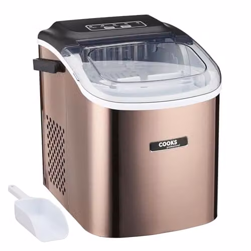 Cooks Professional 12kg Countertop Ice Maker Machine in Copper with Ice Scoop and 1.3L Water Tank – 1