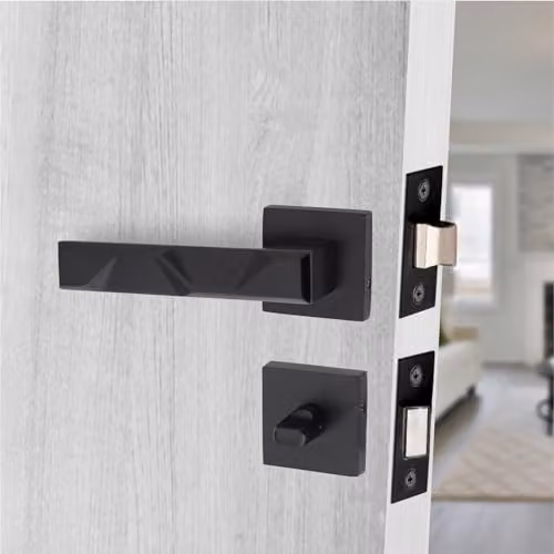 Golden Grace Nova Bathroom Door Handle Set in Matt Black – 3