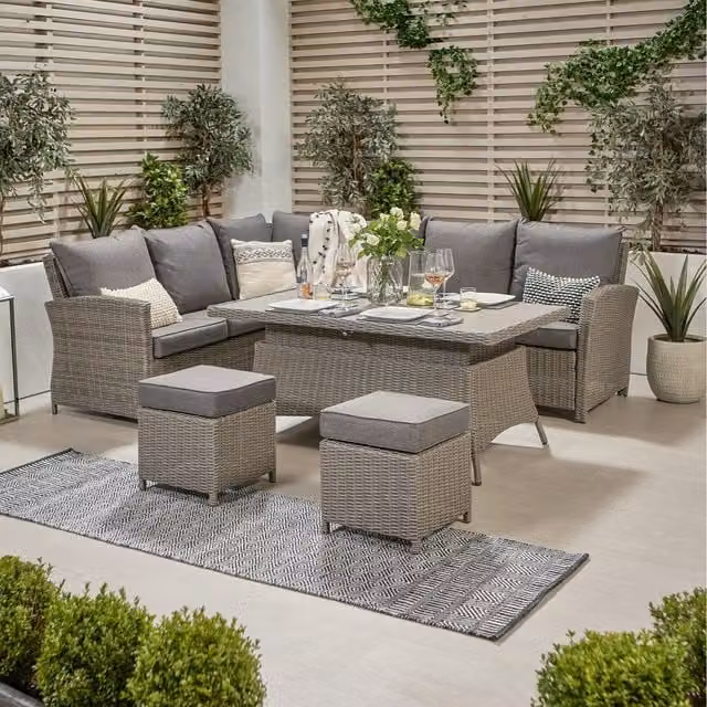 Pacific Lifestyle 8 Seater Modern Outdoor Rattan Furniture Set in Grey