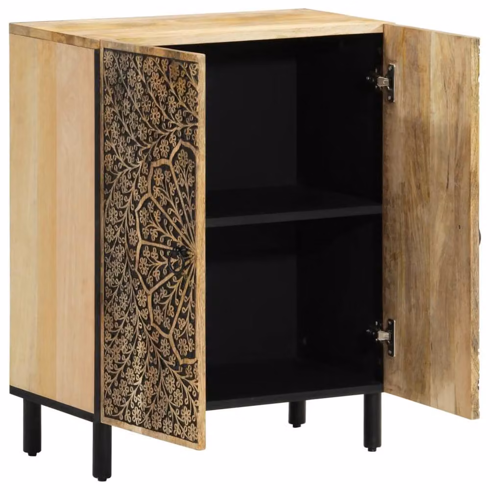 Berkfield Home Set of 3 Side Cabinets in Brown Solid Mango Wood, W/D/H: 60 x 33 x 75 cm – 2