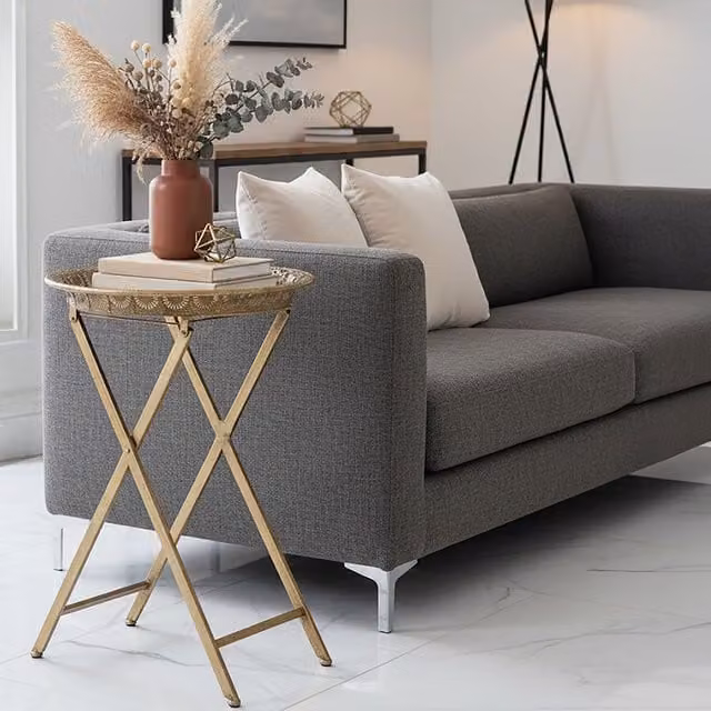 Orsina Folding Tray Table by Interiors by Premier in Gold, W/D/H: 44 x 44 x 64 cm – 1