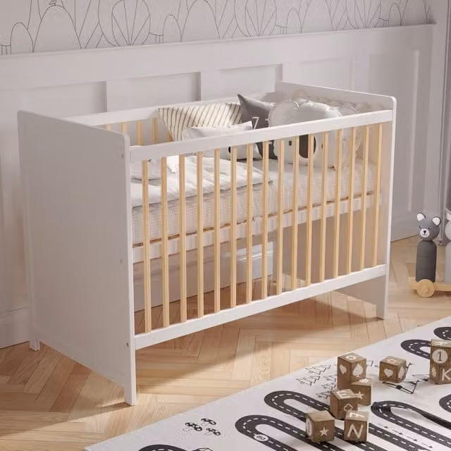 Love For Sleep Tokyo Scandinavian Style Cot Bed in White and Pine Wood