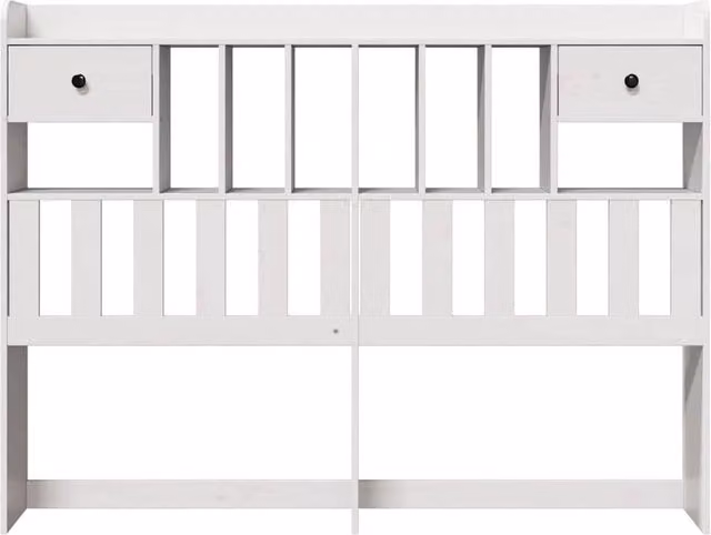 Berkfield Home White Lacquered Solid Pine Headboard with Integrated Storage Shelf for 140 x 200 cm Beds – 1