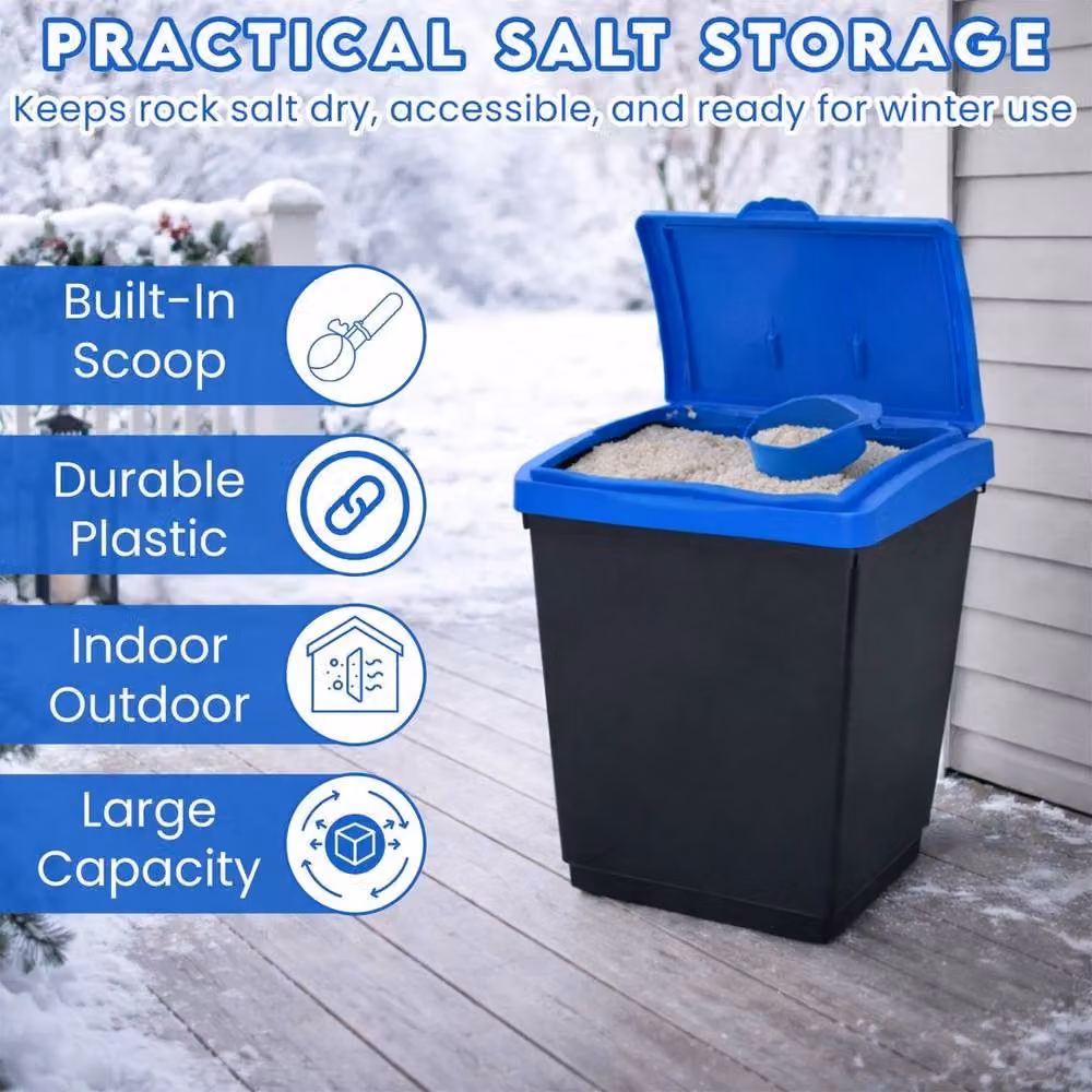 EONLION 47L Black Plastic Dust Waste Bin with Flip Lid – 2