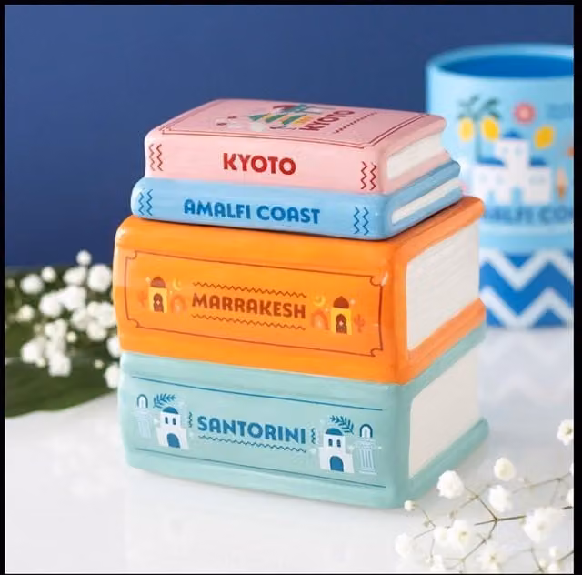KDMK Travel Book Stack Ceramic Oil Burner and Wax Warmer with Tealight, Multicolour