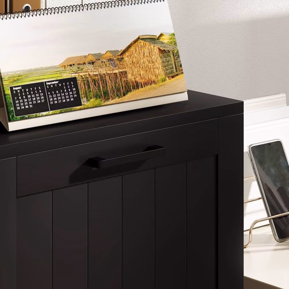 STILVORA 3 Drawer Metal Filing Cabinet with Lock, Black – 7