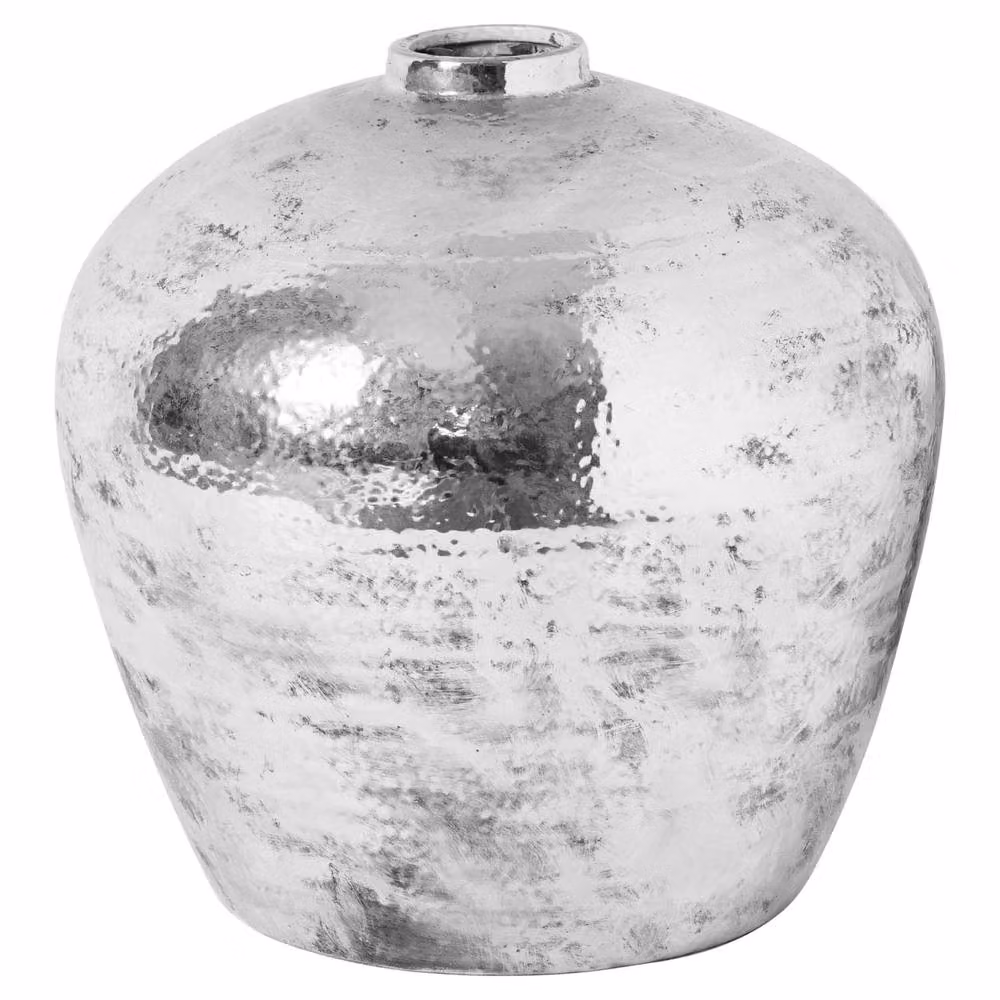 Wyld Haus Silver Hammered Ceramic Tabletop Vase, H 39.0 cm x W 38.0 cm x D 39.0 cm – 3