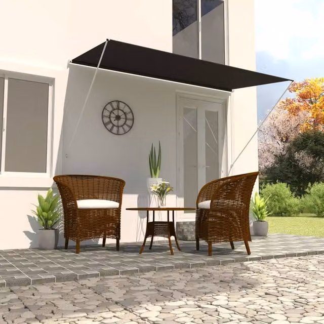 Berkfield Home Retractable Awning in Anthracite Black, W: 350 cm, D: 150 cm – 1