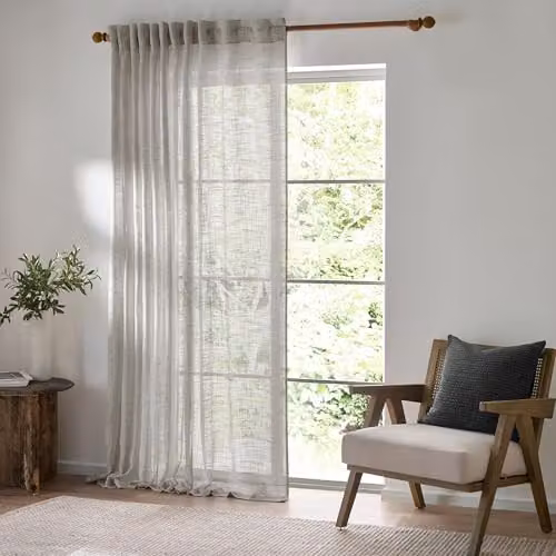 Yard Furn Cirrus Woven Sheer Curtain Panel in Grey, W: 140 cm, H: 250 cm