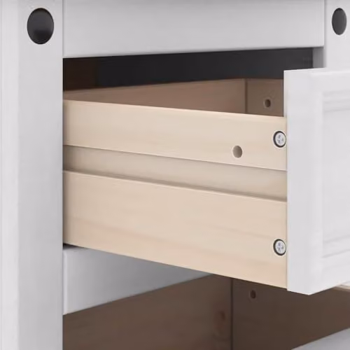 vidaXL Corona Bedside Table in White Solid Pine Wood, W/D/H: 45 x 35 x 64 cm – 3