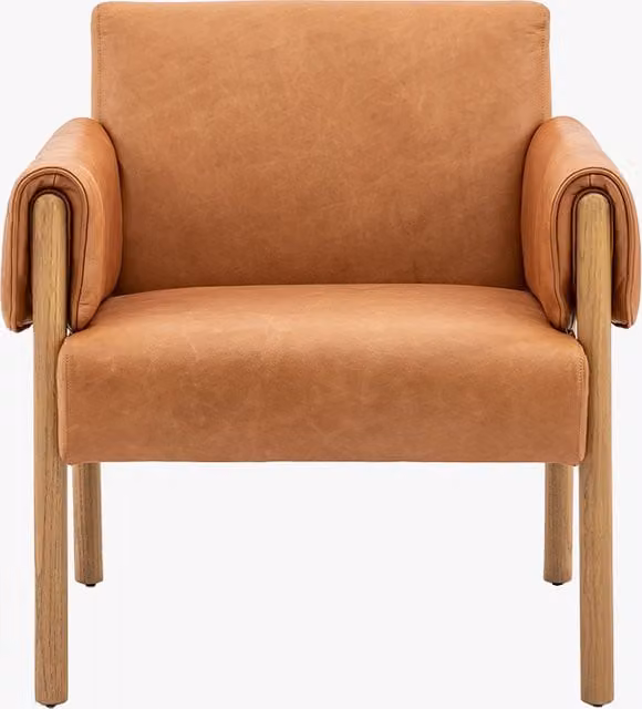 Perch & Parrow Recharger Modern Brown Leather Armchair with Armrests