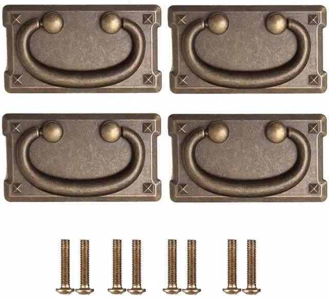 Kelvenix 4-Piece Set of Rustic Oak and Zinc Alloy Replacement Furniture Handles in Matt Bronze, W: 52 cm – 1
