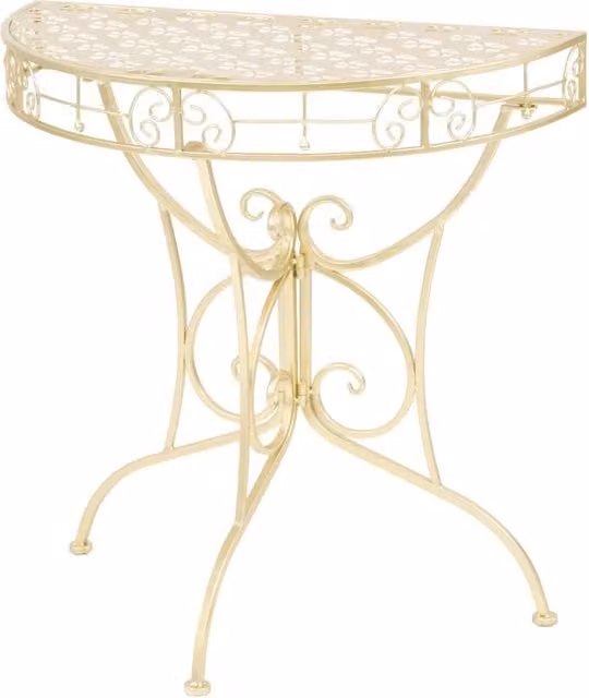 Berkfield Home Vintage Style Half Round Metal Side Table, Gold, W/D/H: 72 x 36 x 74 cm