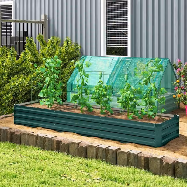 KORVIXA Green Galvanised Steel Raised Garden Bed W/D/H: 60 x 30 x 30 cm – 1