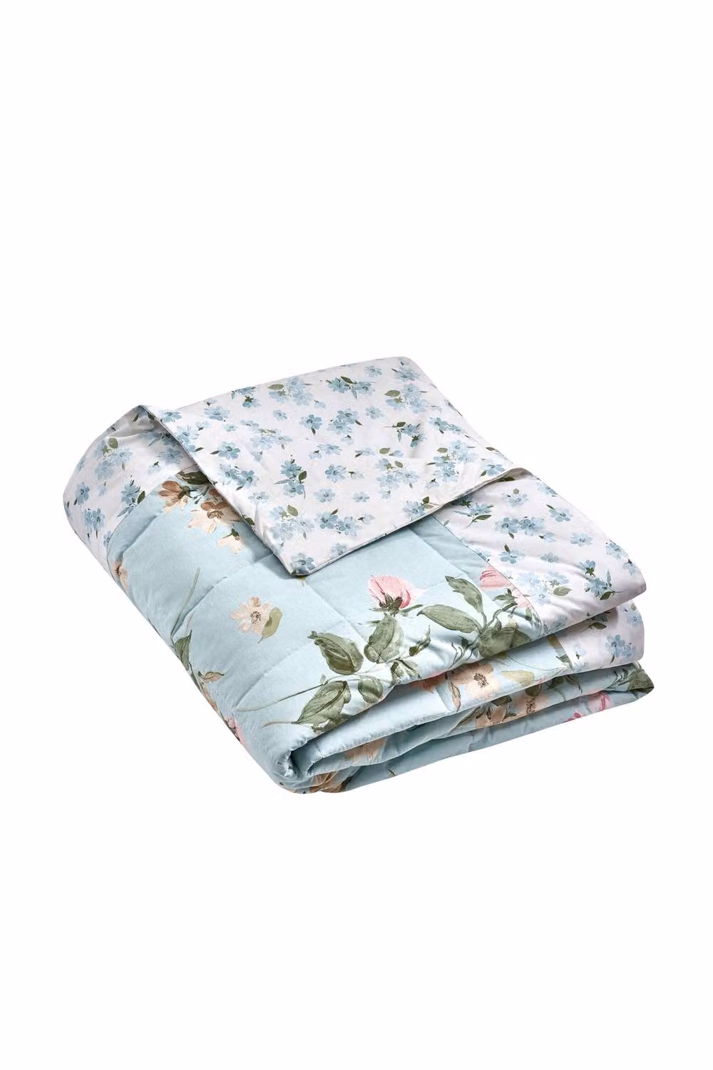 Catherine Lansfield Avebury Floral Reversible Quilted Bedspread in Duck Egg Blue W/D/H: 220 x 230 cm – 2