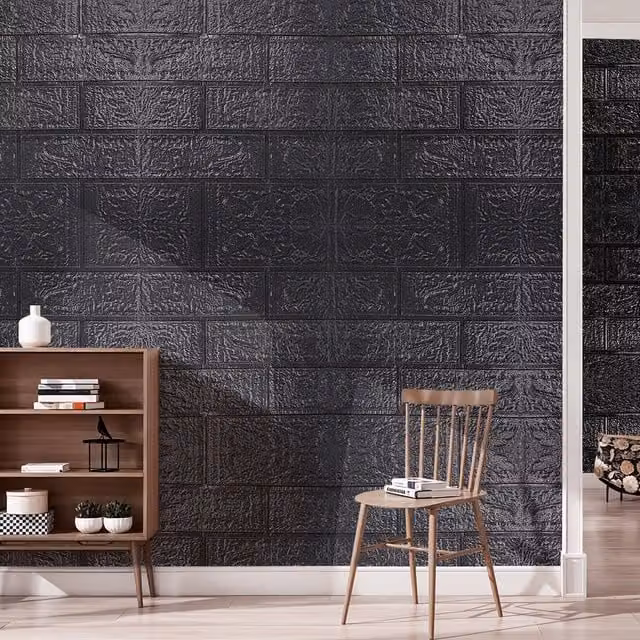 Lifeideas 15 Piece Brick Effect Self-adhesive Wallpaper in Anthracite Grey Stone Look