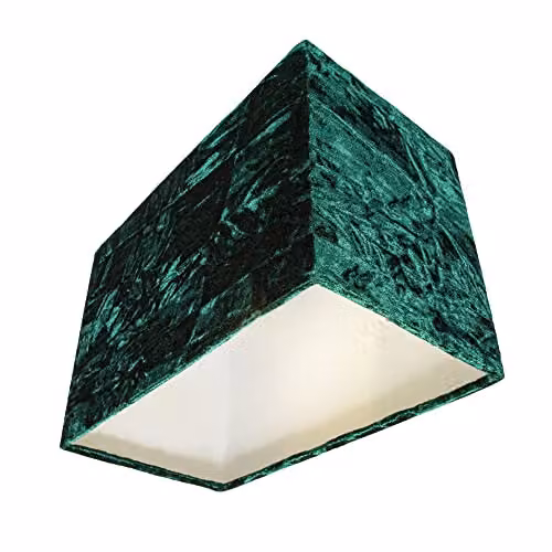 Happy Homewares Modern Rectangular Crushed Velvet Fabric Lamp Shade in Green, Length: 29 cm – 2