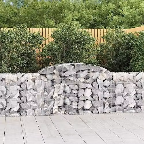 vidaXL Arched Gabion Baskets, 3 Piece Set, Silver Galvanised Steel, W/D/H: 300 x 30 x 80/100 cm – 2