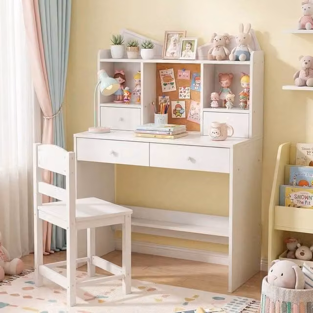SPETLEK Complete Kids Study Set with Matching Desk and Chair in White