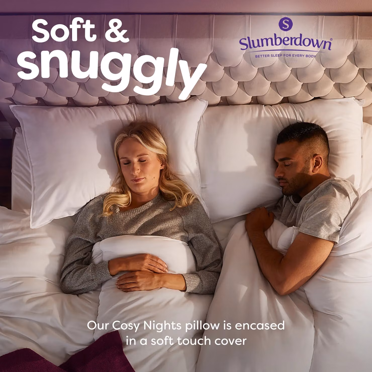 Slumberdown Cosy Nights Firm Support Pillows, 2 Pack, White, W: 74 cm, H: 48 cm – 4