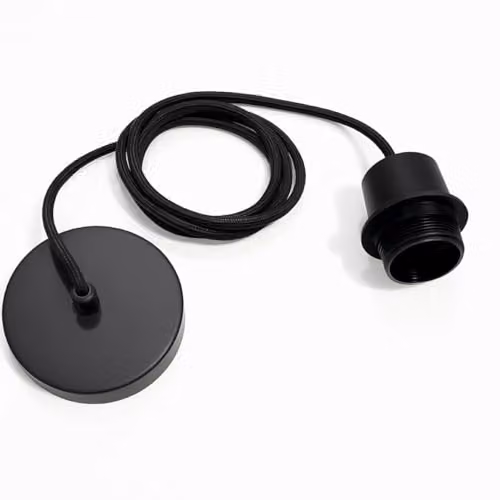 CGC Lighting Ada Black Adjustable Suspended Pendant with Matching Ceiling Rose, E27, 1.5m – 3