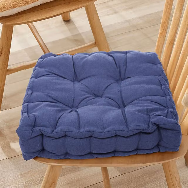 Livingandhome Blue Square Garden Chair Cushion with Carry Handle