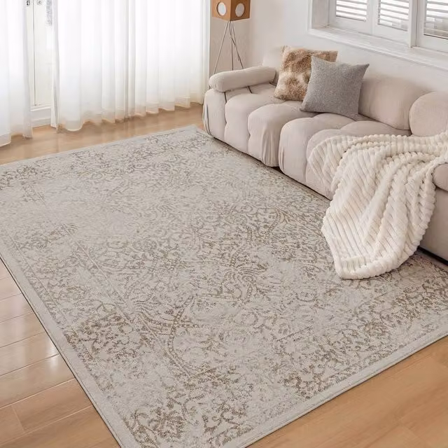 Livabliss Floransa Vintage Traditional Boho Machine Woven Living and Dining Room Rug in Beige, W: 80 cm, L: 220 cm