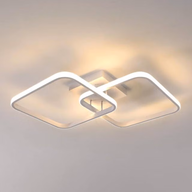 COMELY Modern Square LED Ceiling Light, 42W Warm White 3000K, White Acrylic and Aluminium