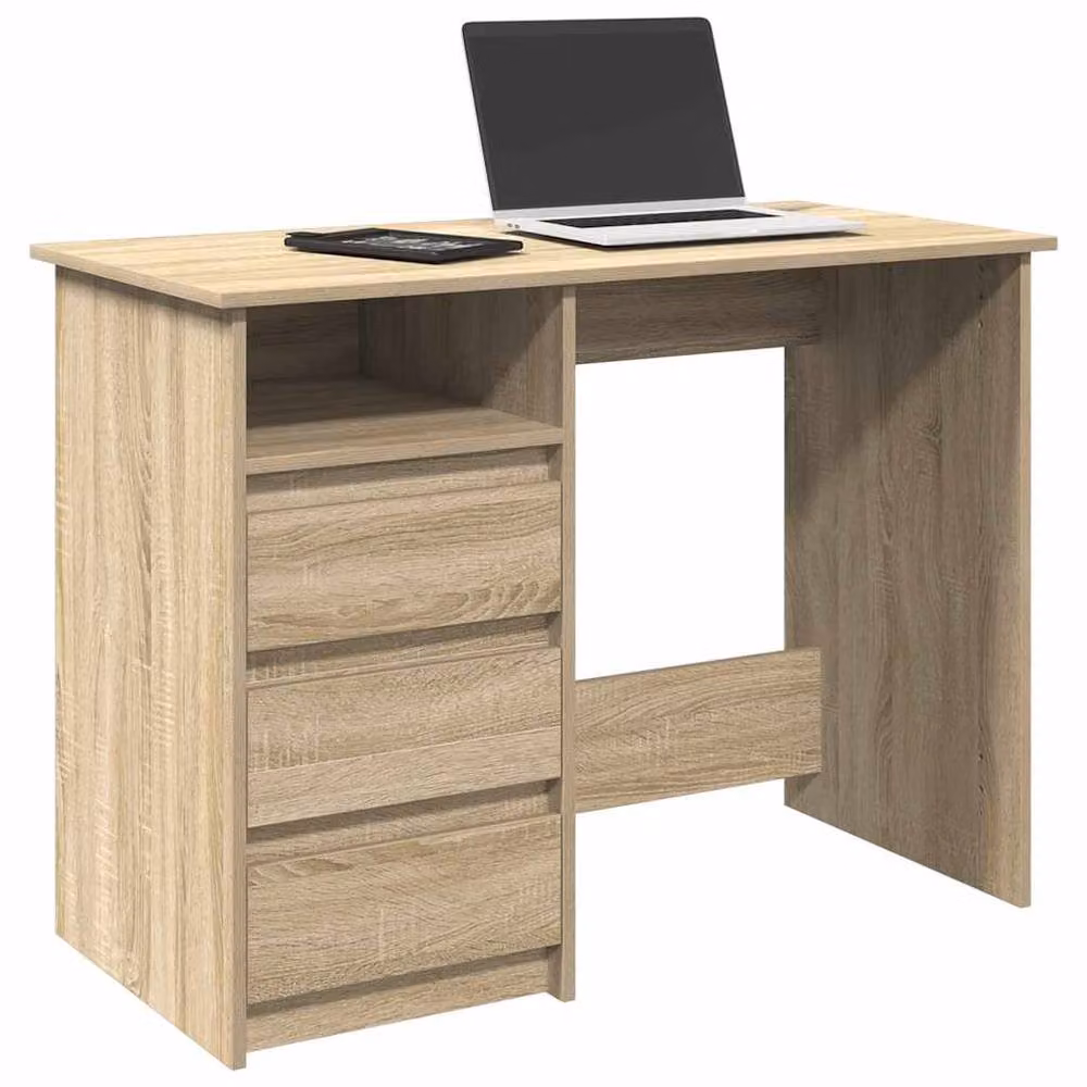 Berkfield Home Sonoma Oak Writing Desk in Light Brown, W/D/H: 102 x 50 x 75 cm – 2