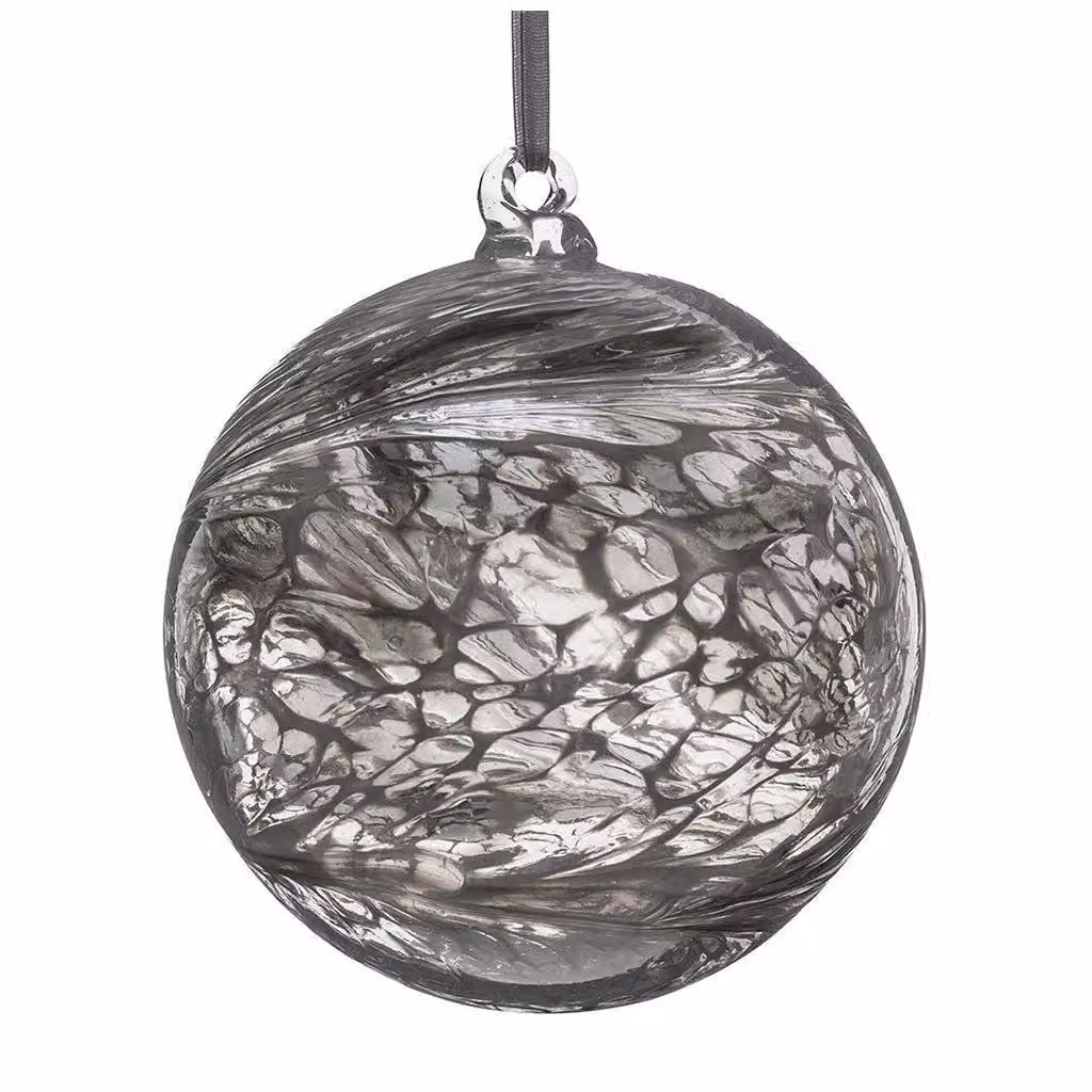 Sienna Glass Hanging Friendship Ball Ornament in Silver, 15 cm Diameter – 2