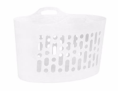 WHAM Flexi 29710 Large Laundry Basket with Handles, 50 Litres, White