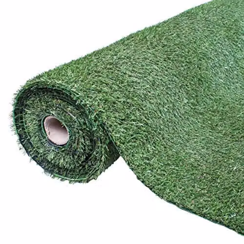 GardenKraft Artificial Grass Roll, 15 mm High-Density Dark Green Two-Tone Pile, UV-Stabilised, W: 1 m, L: 4 m – 1