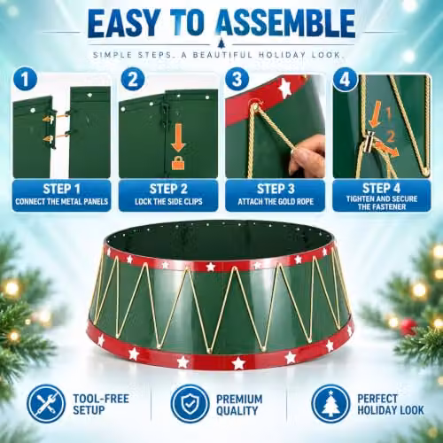 Shatchi Foldable Christmas Tree Skirt Base Cover in Green or Gold, Diameter: 65 cm – 4