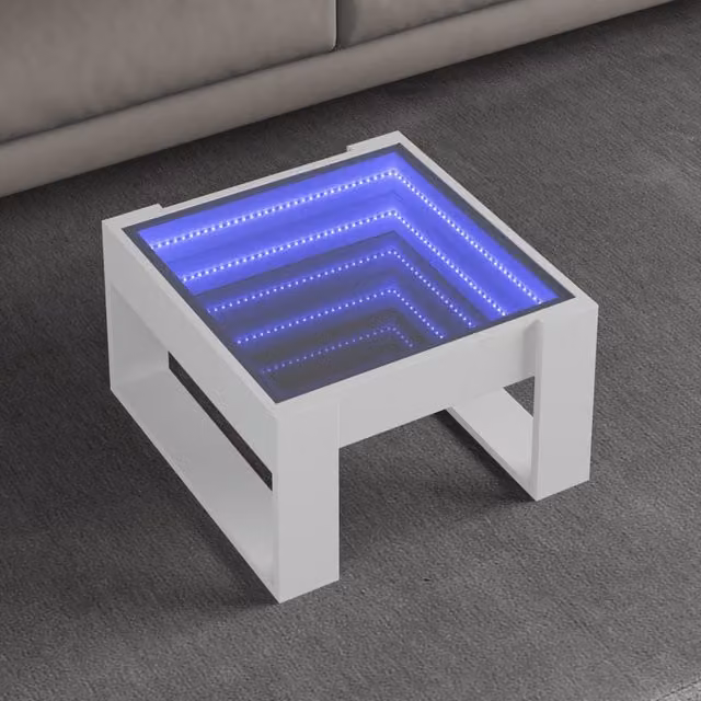 Berkfield Home Infinity LED Coffee Table in White, W/D/H: 50 x 53 x 30 cm – 1