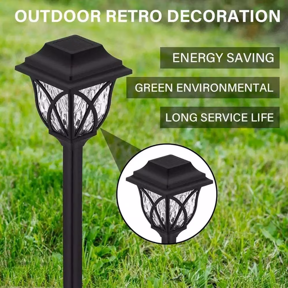 KORVIXA 6-Piece Solar Powered LED Garden Stake Lantern Lights in Black, Height: 100 cm – 4