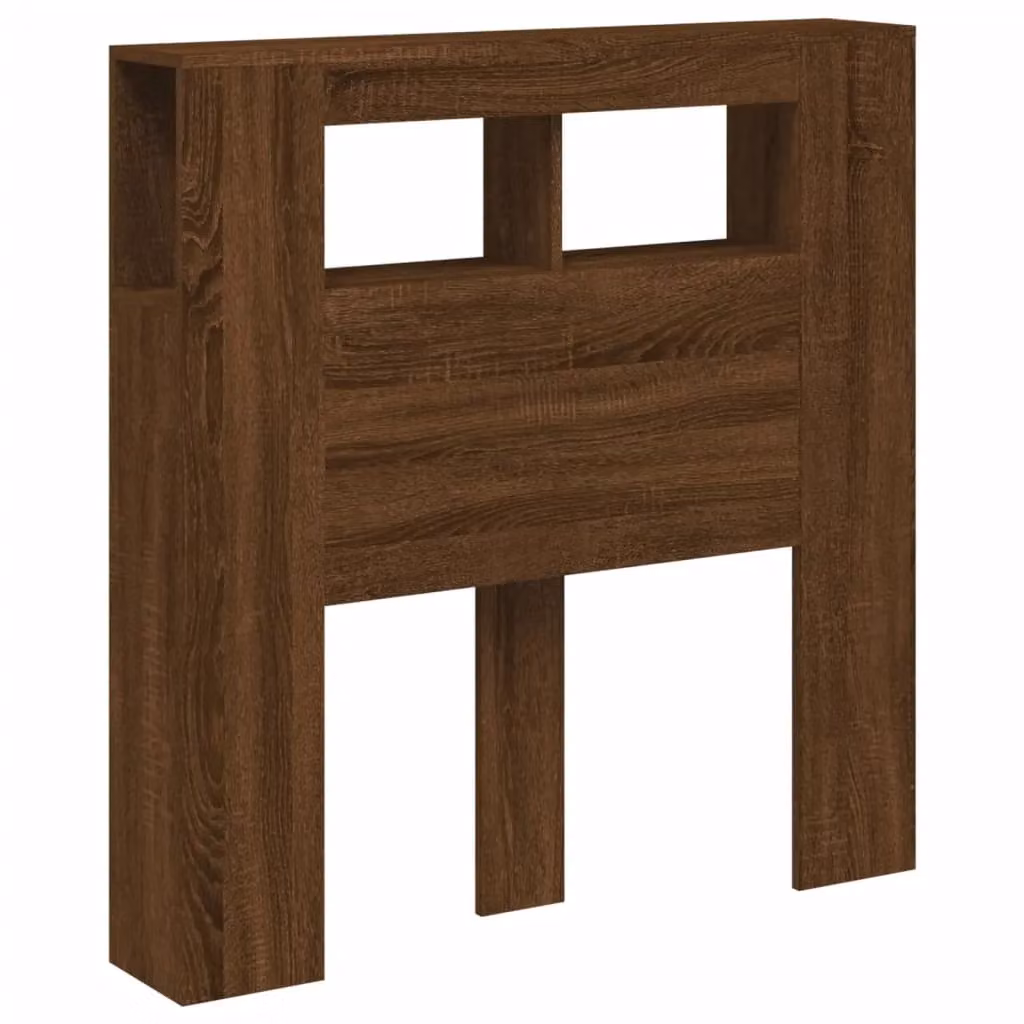 Berkfield Home LED Headboard in Brown Oak, W/D/H: 100 x 18.5 x 103.5 cm – 3