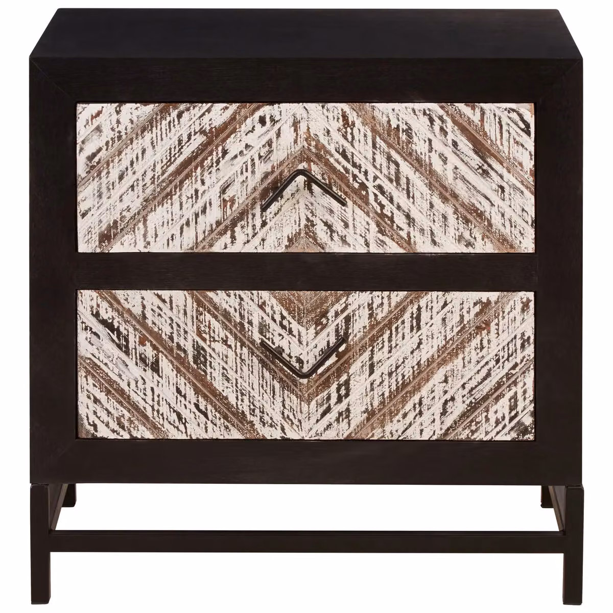 Orsina Industrial 2 Drawer Bedside Table in Black and Brown – 5